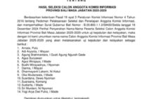 Ketua DPRD Bali Umumkan Hasil Seleksi Calon Anggota KI Bali Periode 2025-2029