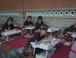 Lima Bocah Badung Unjuk Gigi di Lomba Mewarnai Tari Rejang PKB ke-47
